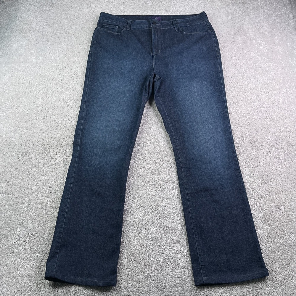 NYDJ Jeans Women 16 Blue Straight Leg High Waist Dark Wash Stretch Denim USA‎